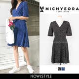 MICHYEORAVネックリボンワンピース韓国韓国ファッション ワンピース ドット | 3rd Spring | 詳細画像1 