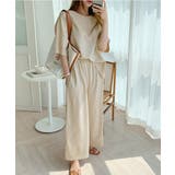 【フリー】ベージュ | NANING9リネン混紡パンツセットアップ韓国 韓国ファッション ワイドパンツ | 3rd Spring