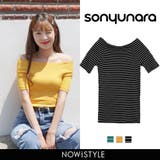 SONYUNARAボーダーオフショルダーTシャツ韓国 韓国ファッション ボーダー | 3rd Spring | 詳細画像1 