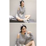 SUMGIRLカットアウトボーダーTシャツ 韓国 韓国ファッション | 3rd Spring | 詳細画像7 