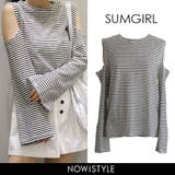 SUMGIRLカットアウトボーダーTシャツ 韓国 韓国ファッション | 3rd Spring | 詳細画像1 