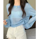 【フリー】スカイブルー | SONA(ソナ)サイドシャーリングシースルーニット5色 | 3rd Spring