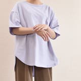 ラウンドヘムプルオーバーTシャツ サイドスリットカットソー コットン100％ | SLENDER | 詳細画像9 