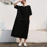 ポケット付きゆったりロング丈スウェットワンピース ビッグシルエットTシャツワンピ… | SLENDER | 詳細画像5 