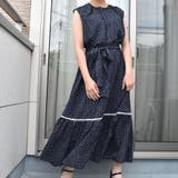 ラインレース ティアードドットワンピース 着やせ | SLENDER | 詳細画像14 