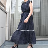 ラインレース ティアードドットワンピース 着やせ | SLENDER | 詳細画像15 