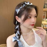 ブルー | リボンカチューシャ リボン取り外し可能 ヘアアレンジ | SLENDER