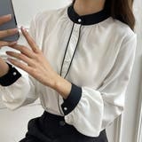 配色バイカラーシャツブラウス オフィスカジュアル おしゃれ | SLENDER | 詳細画像2 