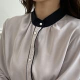 配色バイカラーシャツブラウス オフィスカジュアル おしゃれ | SLENDER | 詳細画像7 