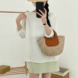 シャーリングシフォンブラウス半袖 シンプル 無地 | SLENDER | 詳細画像6