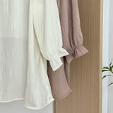 シャーリングシフォンブラウス半袖 シンプル 無地 | SLENDER | 詳細画像8