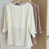 シャーリングシフォンブラウス半袖 シンプル 無地 | SLENDER | 詳細画像9