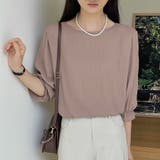 モカ | シャーリングシフォンブラウス半袖 シンプル 無地 | SLENDER