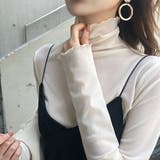 ホワイト | ハイネックシアーカットソー シンプル 重ね着 | SLENDER