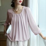 ピンク | ブラウス トップス ネックタックシフォンブラウス | SLENDER