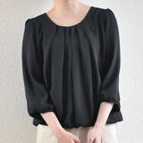 ブラック | ブラウス トップス ネックタックシフォンブラウス | SLENDER