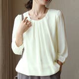 アイボリー | ブラウス トップス ネックタックシフォンブラウス | SLENDER