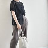 シアーシャツブラウス ラウンドネック 半袖シンプル3WAYシャツ | SLENDER | 詳細画像13 