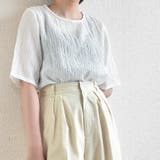 シアーシャツブラウス ラウンドネック 半袖シンプル3WAYシャツ | SLENDER | 詳細画像4 