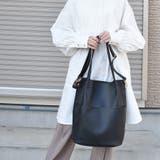 ブラック | 2way縦長トートバッグ サイドポケットトートバッグ ショルダーバッグ | SLENDER
