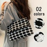 ツイードチェーンショルダーバッグ マグネット式開閉 春夏秋冬 | SLENDER | 詳細画像1