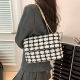 ツイードチェーンショルダーバッグ マグネット式開閉 春夏秋冬 | SLENDER | 詳細画像2