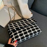 ブラック | ツイードチェーンショルダーバッグ マグネット式開閉 春夏秋冬 | SLENDER