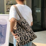 モカ | レオパード柄ニットバッグ A4収納 旅行 | SLENDER