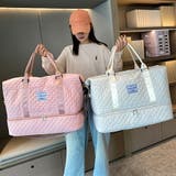 ピンク | 独立収納付きキルティングボストンバッグ トラベルバッグ 旅行 | SLENDER