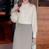 チャイナボタンフラワーレースカットソー 暖かい おしゃれ | SLENDER | 詳細画像6