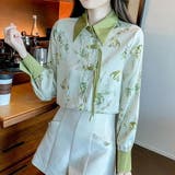 グリーン | チャイナ風デザインブラウス ブラック ホワイト | SLENDER