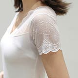 半袖レース切り替えVネックインナー 重ね着 レイヤード | SLENDER | 詳細画像4 