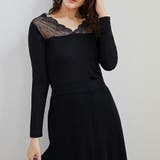 長袖レース切り替えVネックインナー 裏起毛 重ね着 | SLENDER | 詳細画像3 