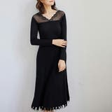 長袖レース切り替えVネックインナー 裏起毛 重ね着 | SLENDER | 詳細画像7 