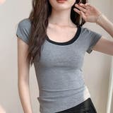 スリムフィットバイカラー半袖Tシャツ コンパクトTシャツ 伸縮性抜群 | SLENDER | 詳細画像3