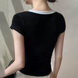 スリムフィットバイカラー半袖Tシャツ コンパクトTシャツ 伸縮性抜群 | SLENDER | 詳細画像5