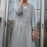 ストライプレース七分袖Vネックシフォンワンピース シアーシャツワンピース ストラ… | SLENDER | 詳細画像15 
