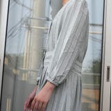 ストライプレース七分袖Vネックシフォンワンピース シアーシャツワンピース ストラ… | SLENDER | 詳細画像18 