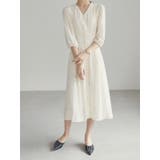 ストライプレース七分袖Vネックシフォンワンピース シアーシャツワンピース ストラ… | SLENDER | 詳細画像6 