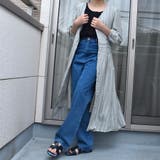 ストライプレース七分袖Vネックシフォンワンピース シアーシャツワンピース ストラ… | SLENDER | 詳細画像32 