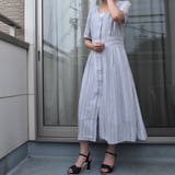 ストライプレース半袖Vネックシフォンワンピース シアーシャツワンピース ストライ… | SLENDER | 詳細画像18 