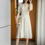 ストライプレース半袖Vネックシフォンワンピース シアーシャツワンピース ストライ… | SLENDER | 詳細画像21 