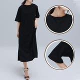 バック切り替え半袖ワンピース レイヤード風ワンピース 5分袖 | SLENDER | 詳細画像4 