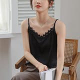 レース付きシルクキャミソール シルクインナー サテンシルクレースキャミソール | SLENDER | 詳細画像14 