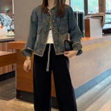 ノーカラーデニムジャケット アウター 重ね着 | SLENDER | 詳細画像1