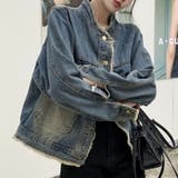 ノーカラーデニムジャケット アウター 重ね着 | SLENDER | 詳細画像2