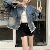 ノーカラーデニムジャケット アウター 重ね着 | SLENDER | 詳細画像3