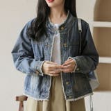 ノーカラーデニムジャケット アウター 重ね着 | SLENDER | 詳細画像5