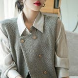 重ねデザインショートベスト ツイード 韓国ファッション | SLENDER | 詳細画像5 