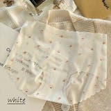 ホワイト | 極薄冷感シームレスショーツ いちご柄 伸縮性抜群 | SLENDER